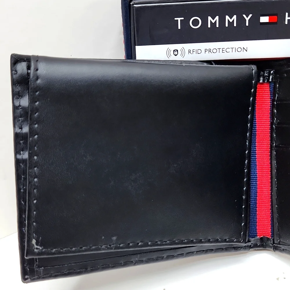 ⭐️TOMMY HILFIGER 💯 MENS WALLET BLACK, LEATHER WALLET